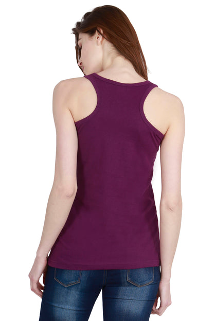 Women's Cotton Plain Sleeveless Purple Color Top