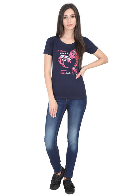 Women's Cotton Round Neck Printed Half Sleeve T-Shirt