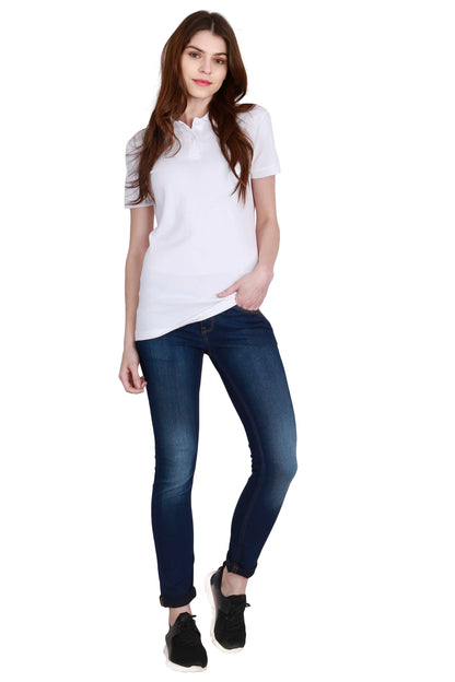 Women's Cotton Plain Polo Neck T-Shirt