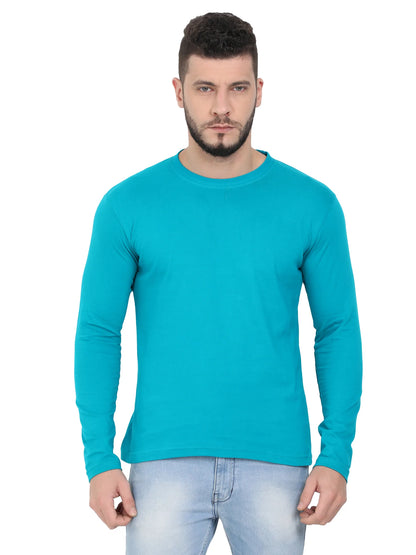 Men's Cotton Plain Round Neck Full Sleeve Reliance Green Color T-Shirt