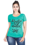 Women's Cotton Round Neck Printed Half Sleeve Pakistan Green Color T-Shirt