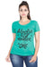 Women's Cotton Round Neck Printed Half Sleeve Pakistan Green Color T-Shirt