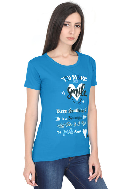 Women's Cotton Round Neck Printed Half Sleeve T-Shirt