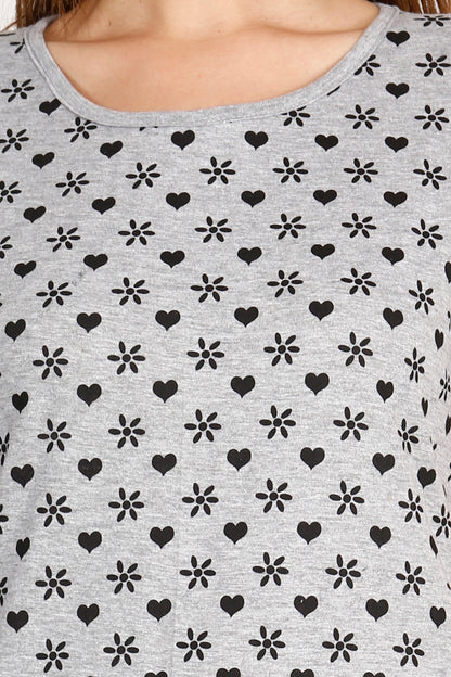 Women's Cotton Round Neck All Over Printed Half Sleeve T-Shirt