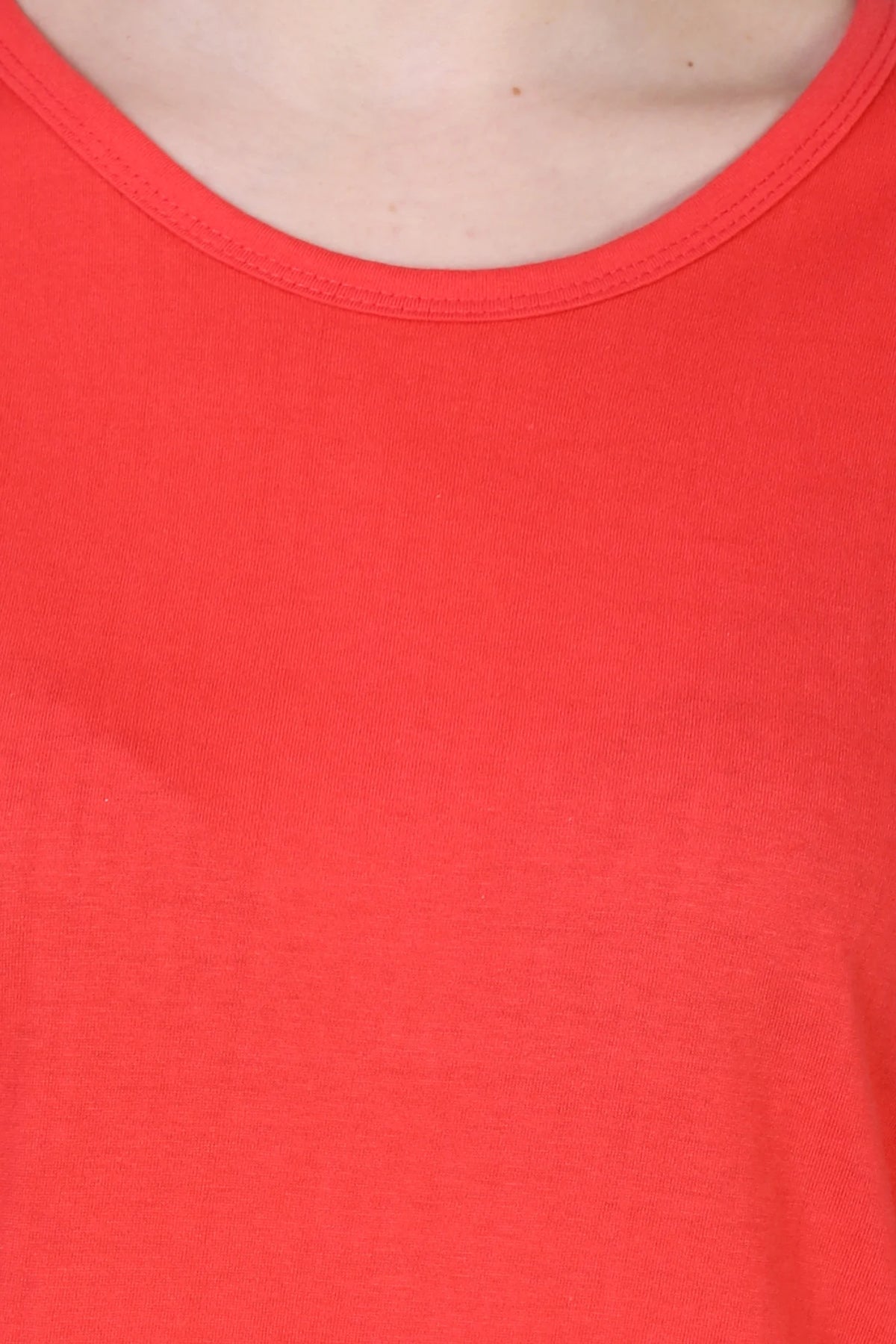 Women's Cotton Plain Round Neck Half Sleeve Coral Red Color T-Shirt