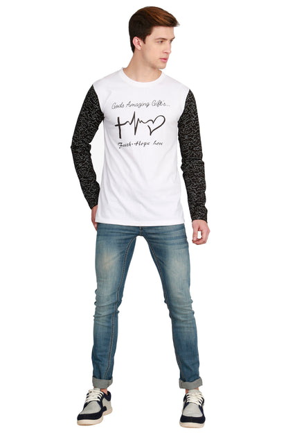 Men's Cotton Printed Round Neck Full Sleeve T-Shirt