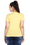 Women's Cotton Round Neck Printed Half Sleeve Yellow Color T-Shirt