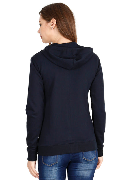 Women's Cotton Plain Full Sleeve Navy Blue Color Hoodies/Sweatshirt