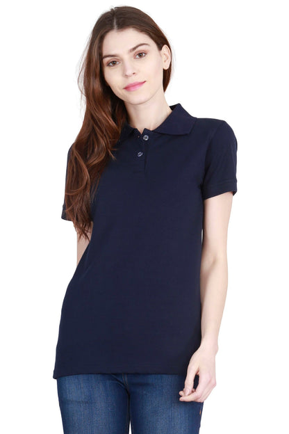Women's Cotton Plain Polo Neck T-Shirt