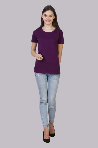 Women's Cotton Plain Round Neck Half Sleeve T-Shirt