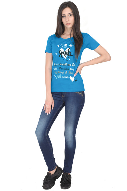 Women's Cotton Round Neck Printed Half Sleeve T-Shirt