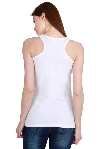 Women's Cotton Plain Sleeveless White Color Top