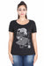 Women's Cotton Round Neck Printed Half Sleeve Black Color T-Shirt