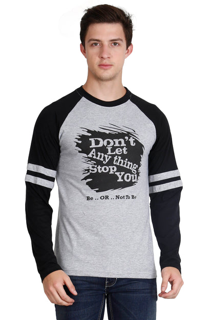 Men's Cotton Printed Color Block Raglan Full Sleeve T-Shirt