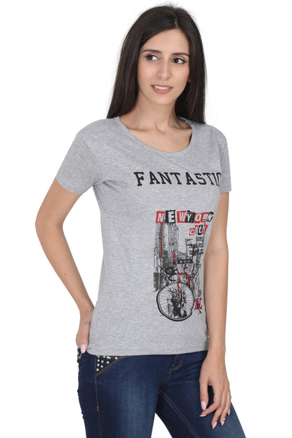 Women's Cotton Round Neck Printed Half Sleeve T-Shirt
