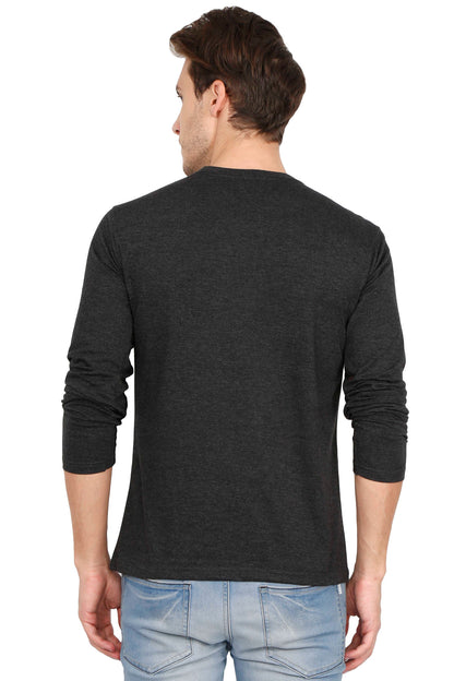 Men's Cotton Color Block Round Neck Full Sleeve T-Shirt
