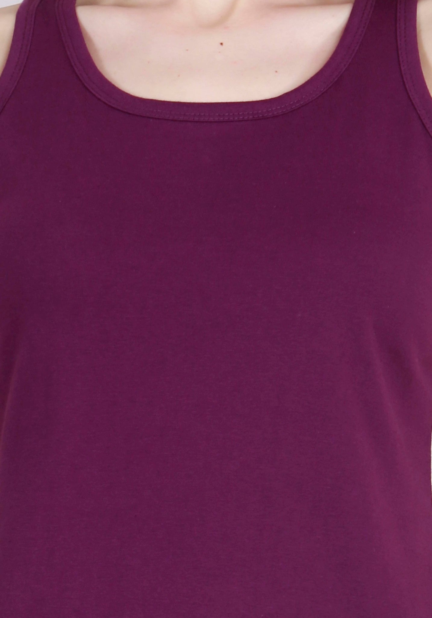 Women's Cotton Plain Sleeveless Purple Color Top