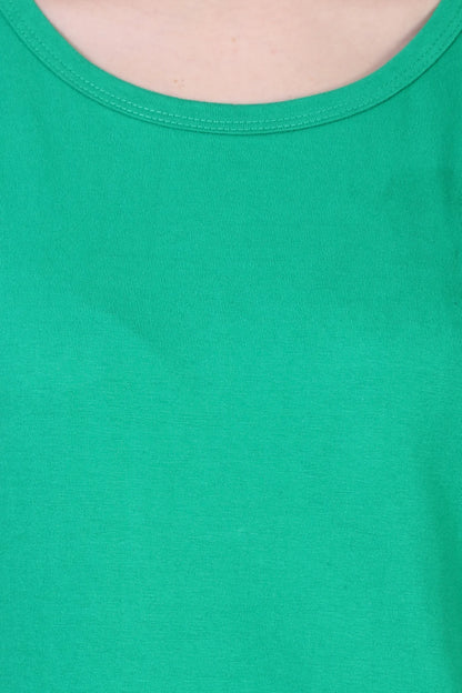 Women's Cotton Plain Round Neck Half Sleeve Pakistan Green Color T-Shirt