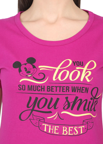 Women's Cotton Round Neck Printed Half Sleeve T-Shirt