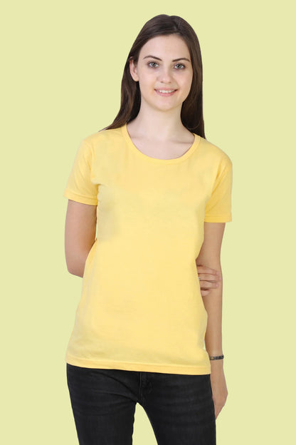 Women's Cotton Plain Round Neck Half Sleeve Yellow Color T-Shirt