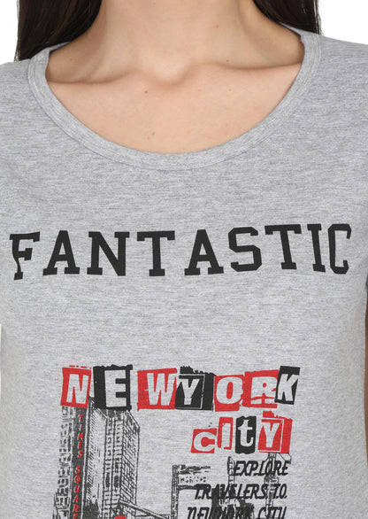 Women's Cotton Round Neck Printed Half Sleeve T-Shirt