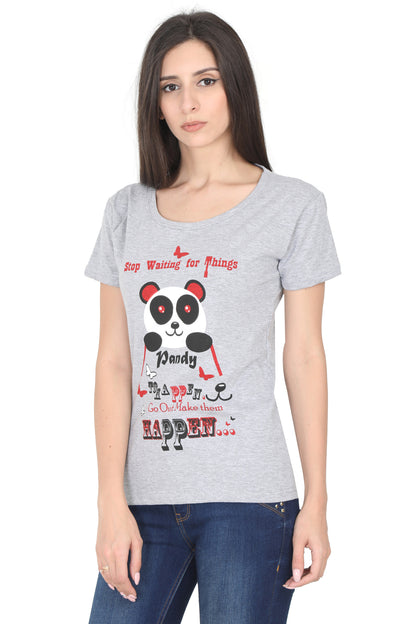 Women's Cotton Round Neck Printed Half Sleeve T-Shirt