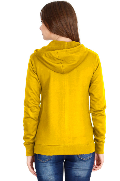 Women's Cotton Plain Full Sleeve Mustard Yellow Color Hoodies/Sweatshirt