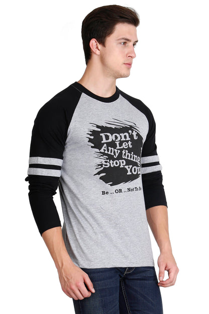 Men's Cotton Printed Color Block Raglan Full Sleeve T-Shirt