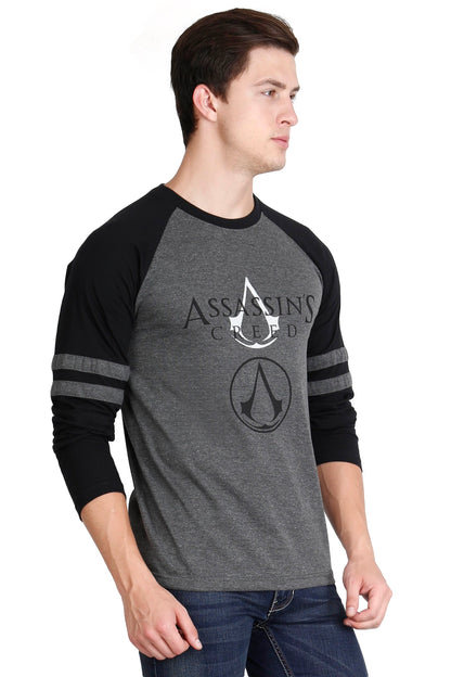 Men's Cotton Printed Color Block Raglan Full Sleeve T-Shirt