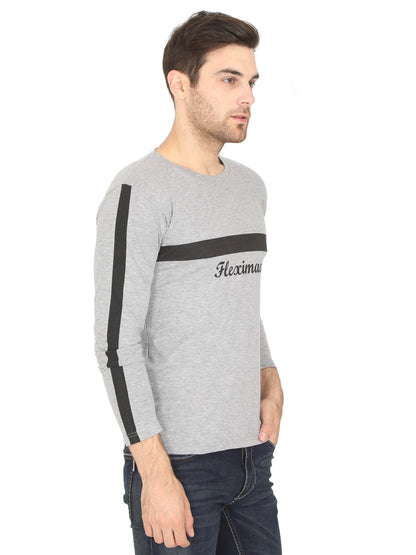 Men's Cotton Color Block Round Neck Full Sleeve T-Shirt