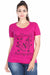 Women's Cotton Round Neck Printed Half Sleeve Magenta Color T-Shirt