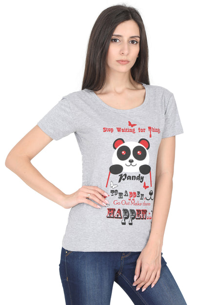 Women's Cotton Round Neck Printed Half Sleeve T-Shirt