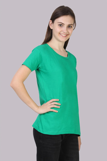 Women's Cotton Plain Round Neck Half Sleeve Pakistan Green Color T-Shirt