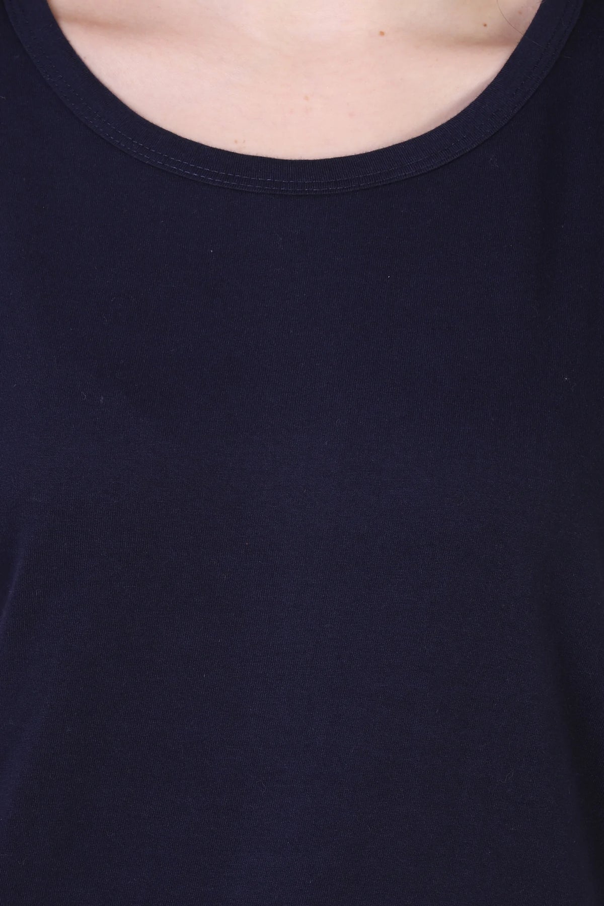 Women's Cotton Plain Round Neck Half Sleeve Navy Blue Color T-Shirt