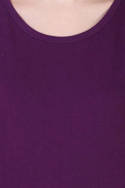 Women's Cotton Plain Round Neck Half Sleeve Purple Color T-Shirt