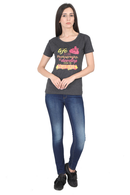 Women's Cotton Round Neck Printed Half Sleeve T-Shirt