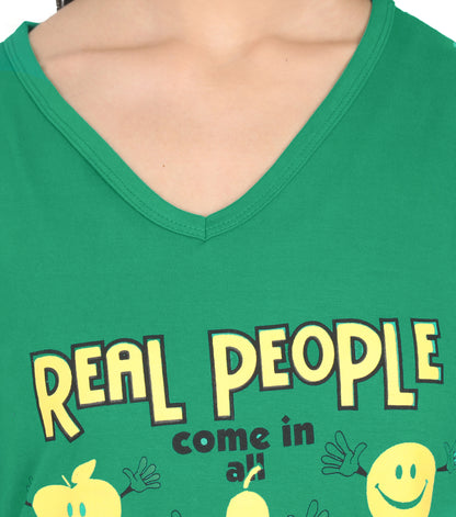 Women's Cotton V Neck Printed Half Sleeve T-Shirt
