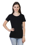 Women's Cotton Plain Round Neck Half Sleeve Black Color T-Shirt