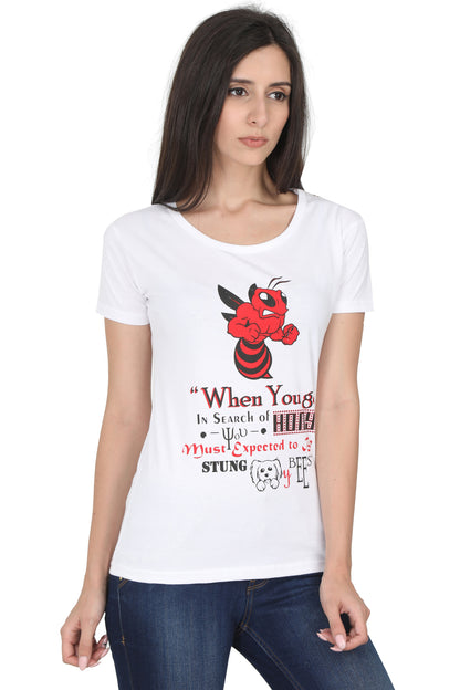 Women's Cotton Round Neck Printed Half Sleeve T-Shirt
