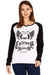 Women's Cotton Printed Raglan Full Sleeve Whiteblack Color T-Shirt