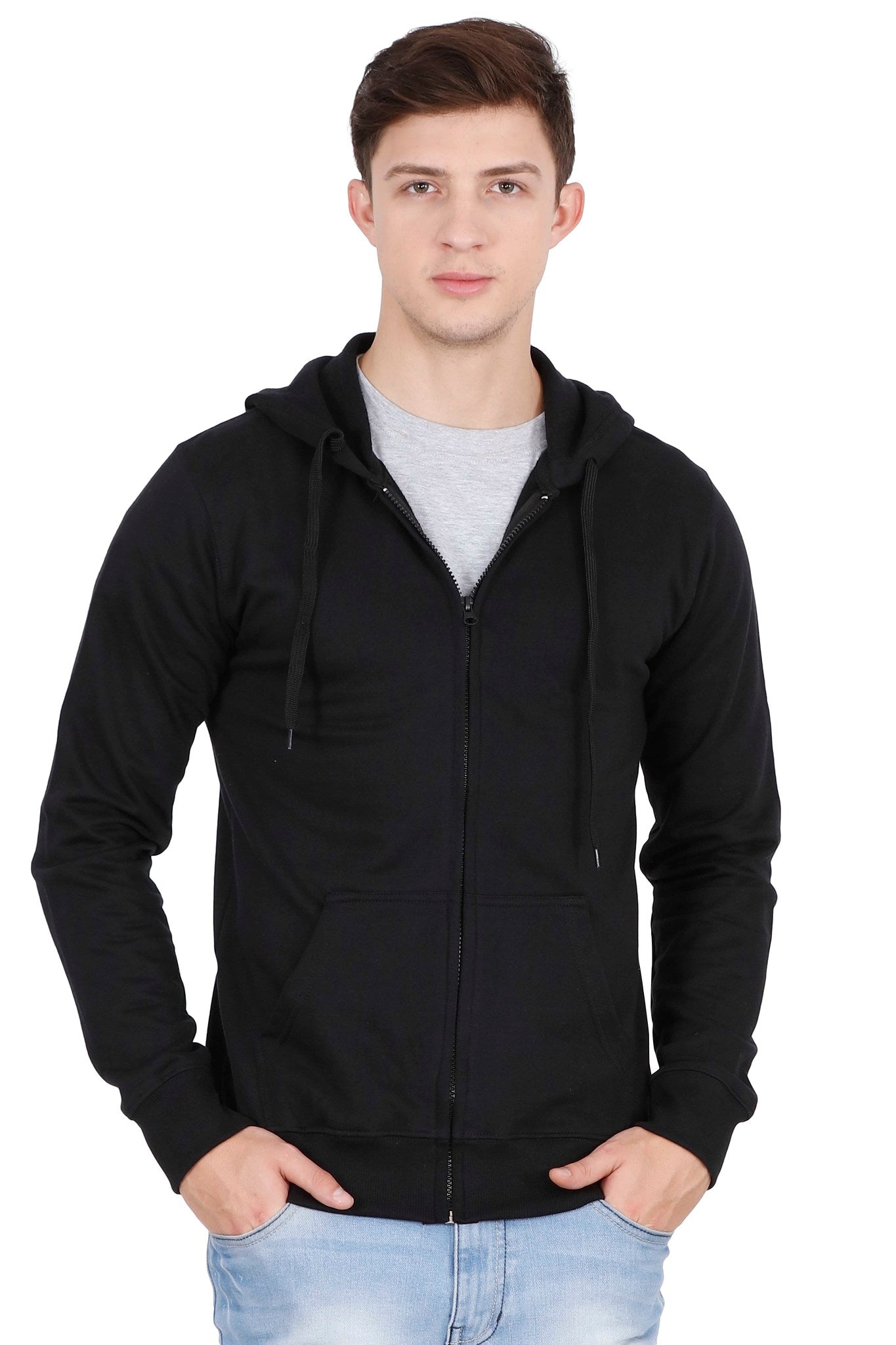 Men's Cotton Plain Full Sleeve Black Color Sweatshirt/Hoodies