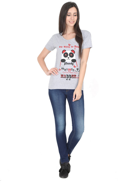 Women's Cotton Round Neck Printed Half Sleeve T-Shirt