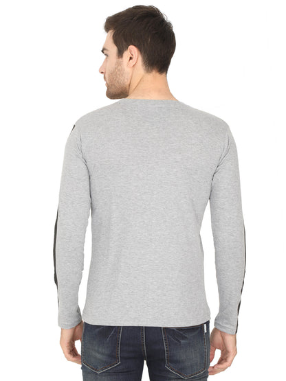 Men's Cotton Color Block Round Neck Full Sleeve T-Shirt
