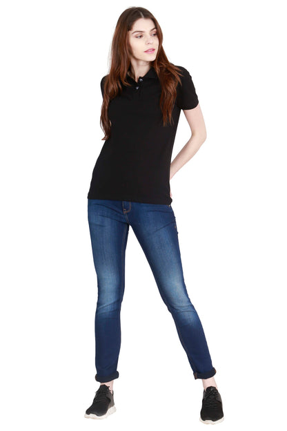 Women's Cotton Plain Polo Neck T-Shirt