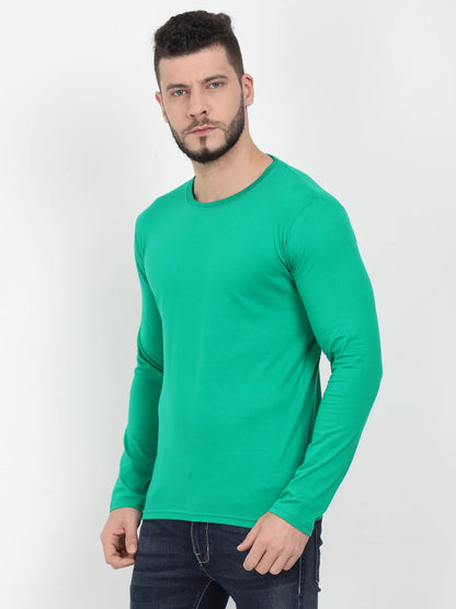Men's Cotton Plain Round Neck Full Sleeve Pakistan Green Color T-Shirt