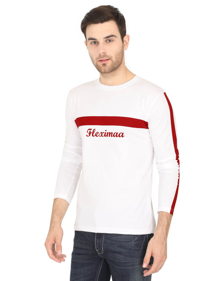 Men's Cotton Color Block Round Neck Full Sleeve T-Shirt