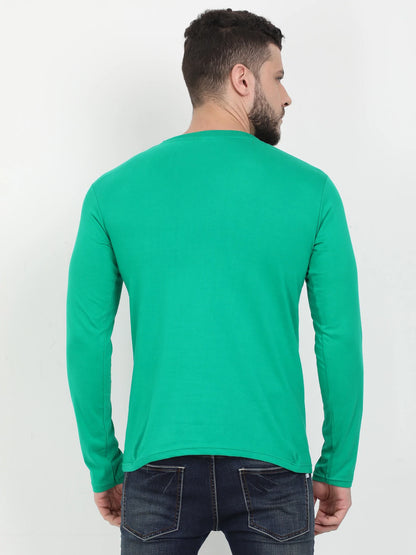 Men's Cotton Plain Round Neck Full Sleeve Pakistan Green Color T-Shirt