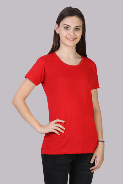 Women's Cotton Plain Round Neck Half Sleeve T-Shirt