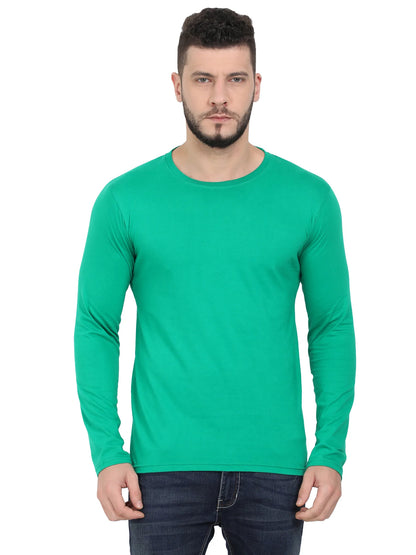 Men's Cotton Plain Round Neck Full Sleeve Pakistan Green Color T-Shirt