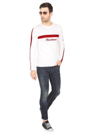 Men's Cotton Color Block Round Neck Full Sleeve T-Shirt